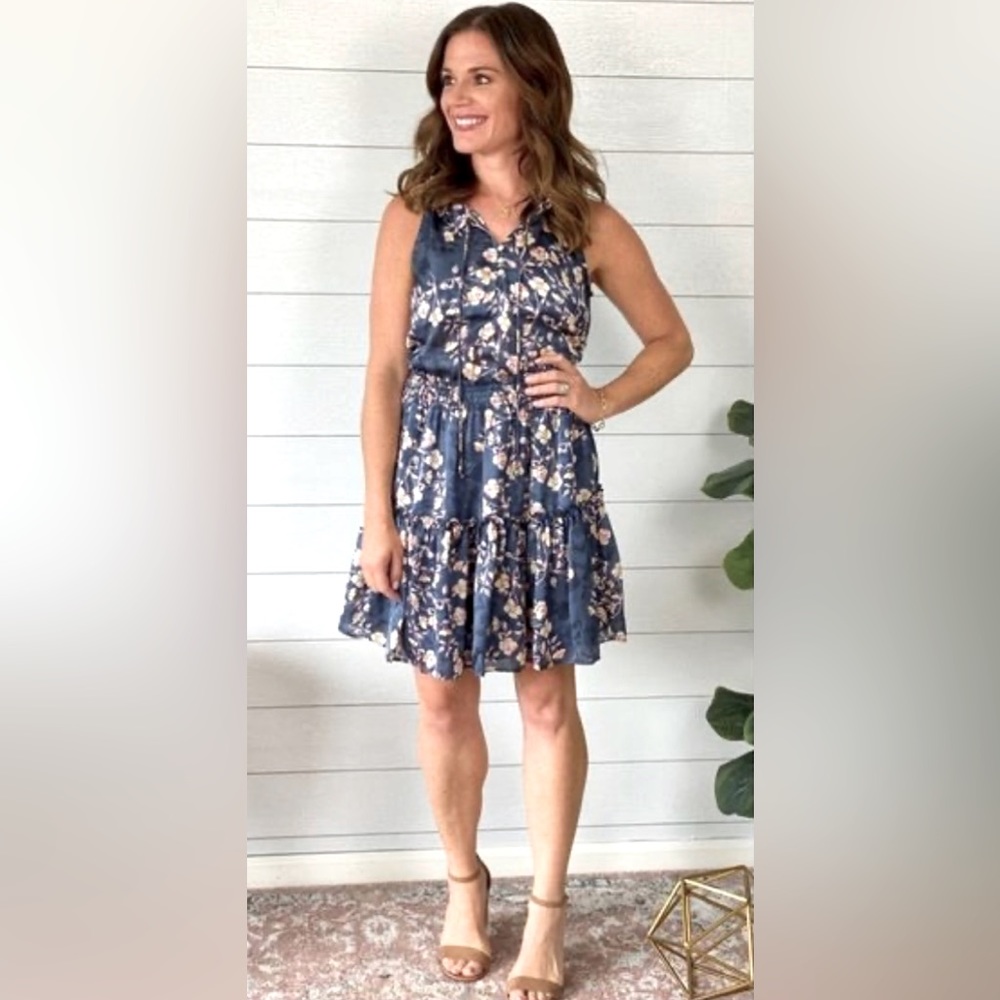 LoveStitch Erica Floral Smocked-Waist Sleeveless Mini Dress